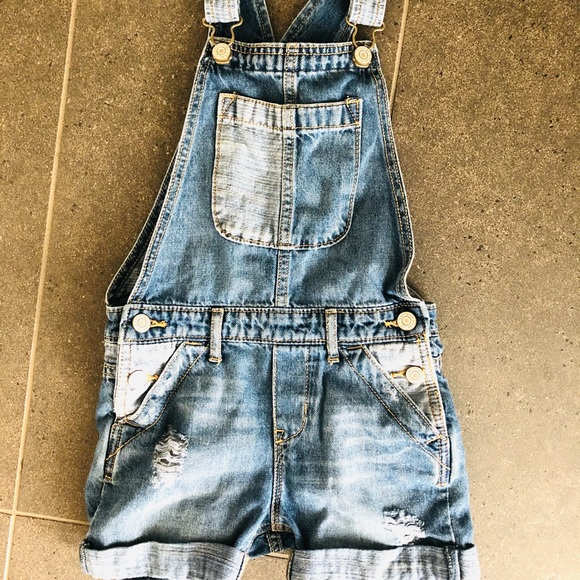 Patchwork denim overalls for girls - Picture 6 of 7